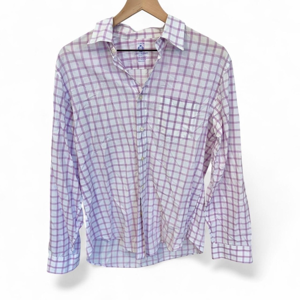 J. Crew Lavender Plaid Casual Shirt Men’s Medium